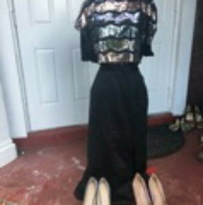 Black satin formal skirt
